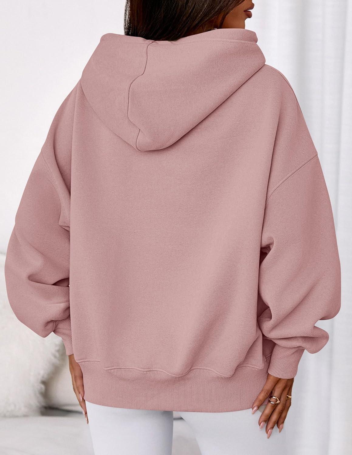 imagePRETTYGARDEN Womens 2025 Fall Fashion Oversized Hoodies Sweatshirt Fleece Long Sleeve Going Out Tops Trendy Winter ClothingPink