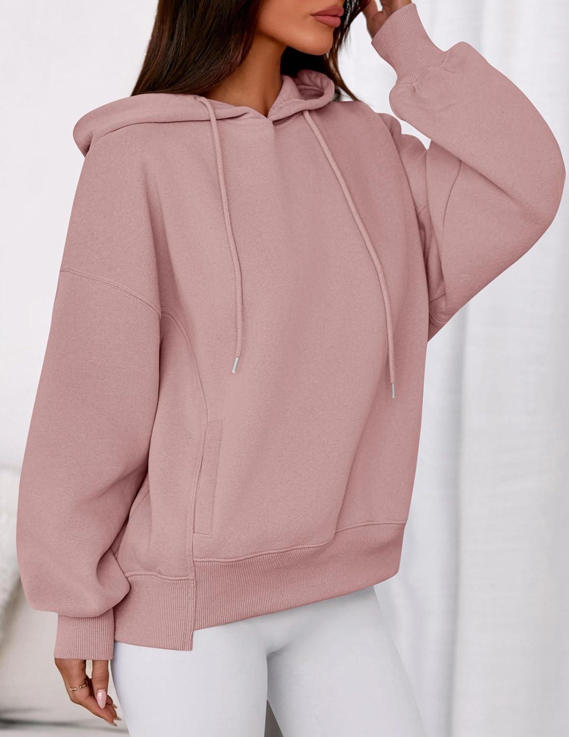 imagePRETTYGARDEN Womens 2025 Fall Fashion Oversized Hoodies Sweatshirt Fleece Long Sleeve Going Out Tops Trendy Winter ClothingPink