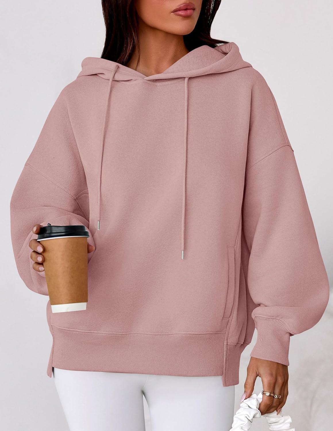 imagePRETTYGARDEN Womens 2025 Fall Fashion Oversized Hoodies Sweatshirt Fleece Long Sleeve Going Out Tops Trendy Winter ClothingPink