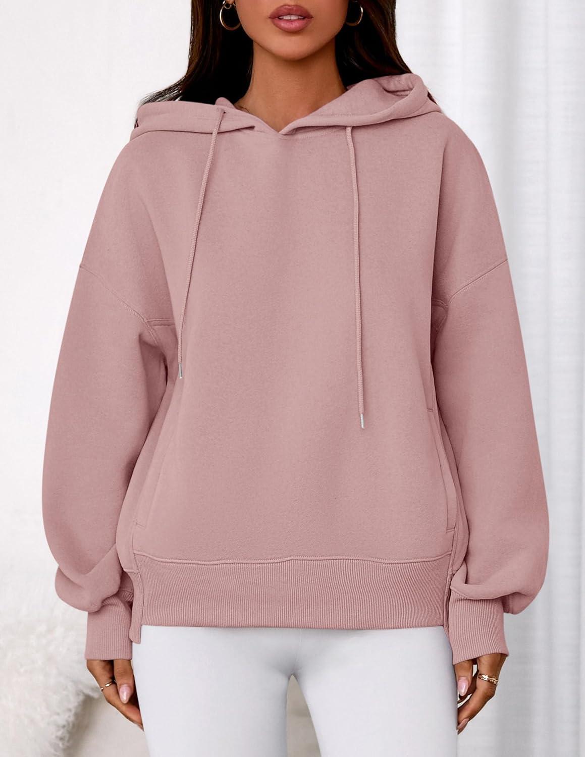 imagePRETTYGARDEN Womens 2025 Fall Fashion Oversized Hoodies Sweatshirt Fleece Long Sleeve Going Out Tops Trendy Winter ClothingPink