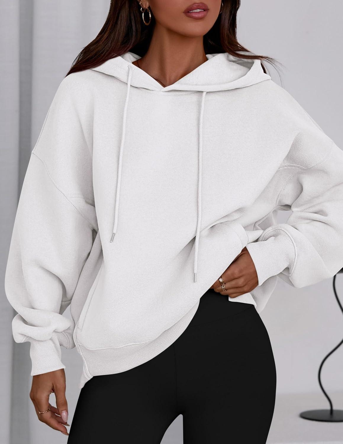 imagePRETTYGARDEN Womens 2025 Fall Fashion Oversized Hoodies Sweatshirt Fleece Long Sleeve Going Out Tops Trendy Winter ClothingWhite