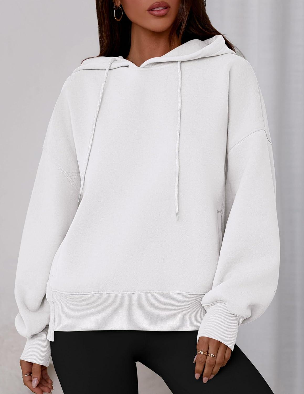 imagePRETTYGARDEN Womens 2025 Fall Fashion Oversized Hoodies Sweatshirt Fleece Long Sleeve Going Out Tops Trendy Winter ClothingWhite