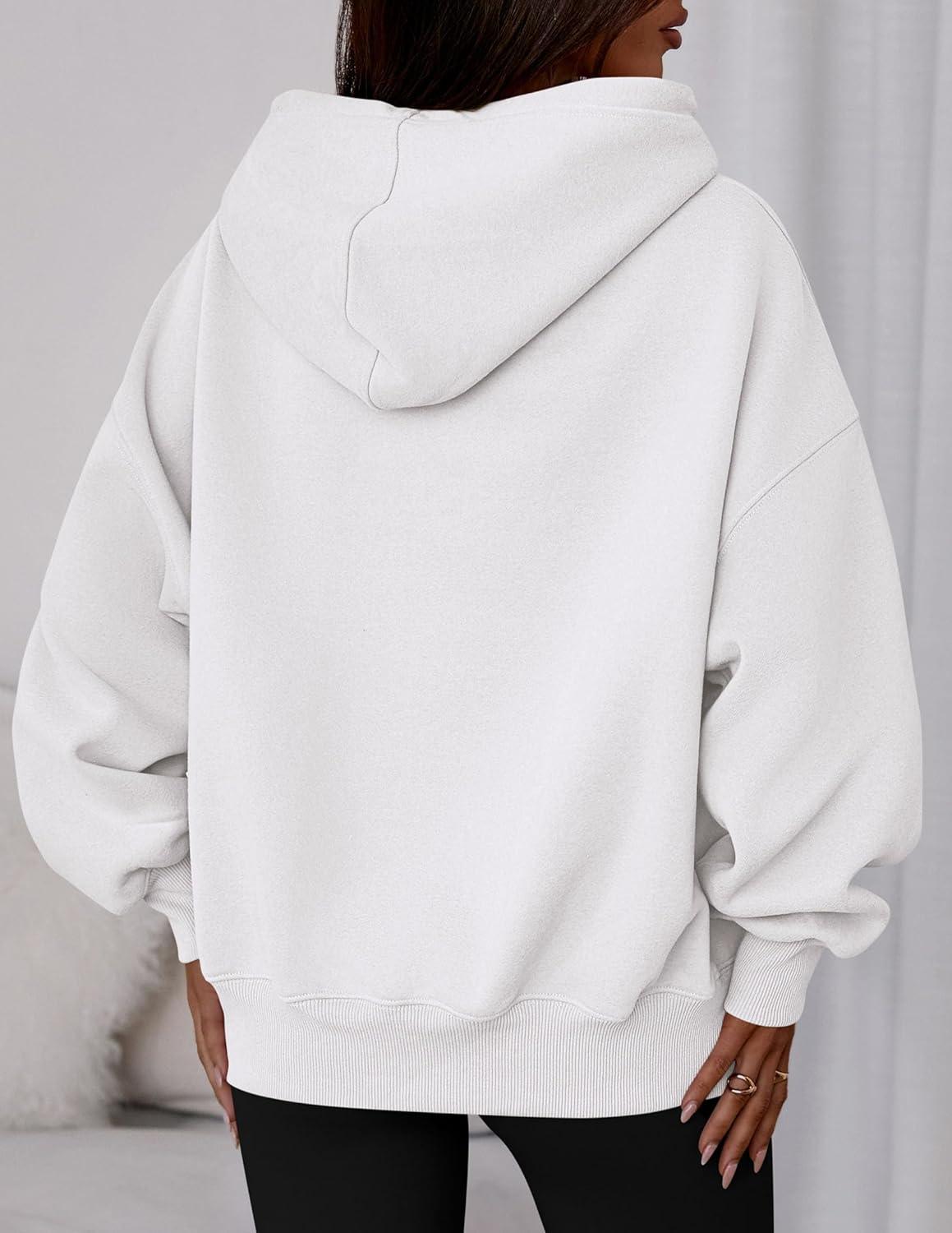 imagePRETTYGARDEN Womens 2025 Fall Fashion Oversized Hoodies Sweatshirt Fleece Long Sleeve Going Out Tops Trendy Winter ClothingWhite