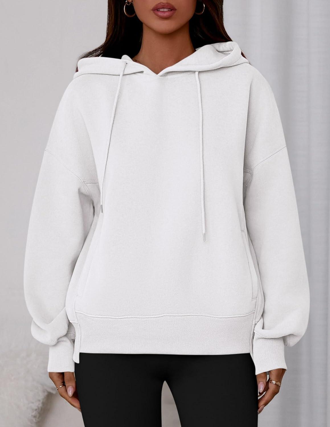 imagePRETTYGARDEN Womens 2025 Fall Fashion Oversized Hoodies Sweatshirt Fleece Long Sleeve Going Out Tops Trendy Winter ClothingWhite