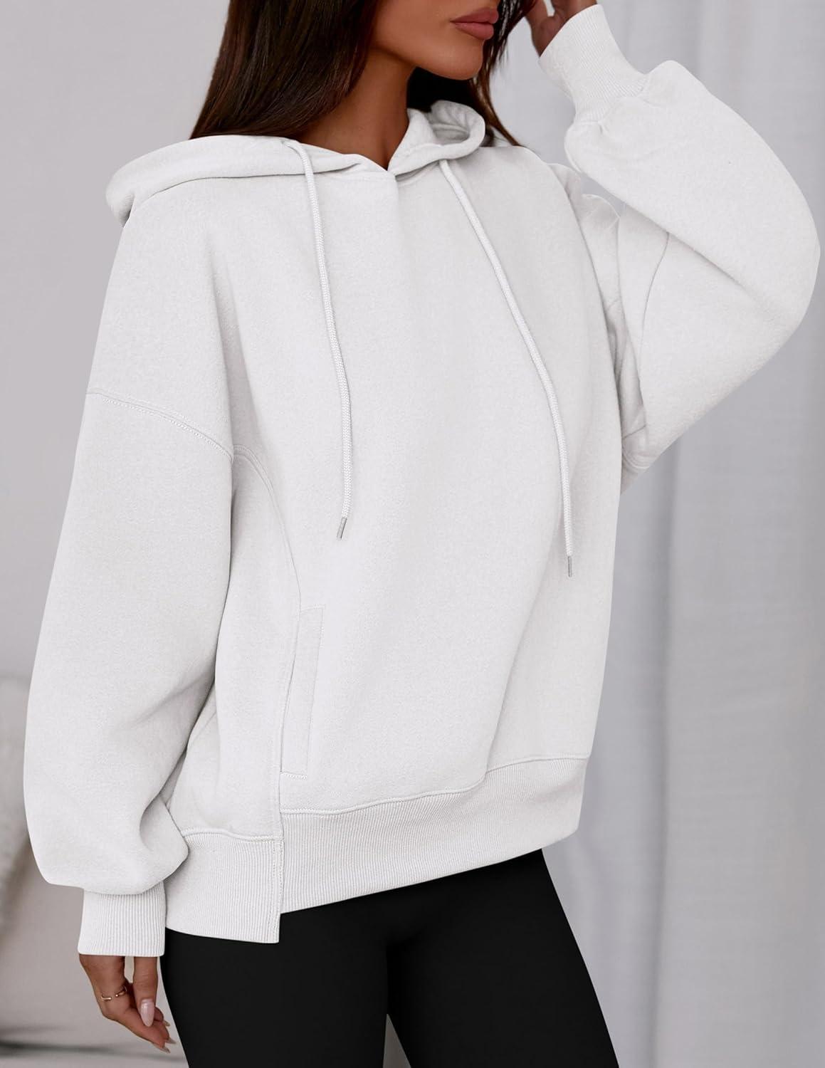 imagePRETTYGARDEN Womens 2025 Fall Fashion Oversized Hoodies Sweatshirt Fleece Long Sleeve Going Out Tops Trendy Winter ClothingWhite