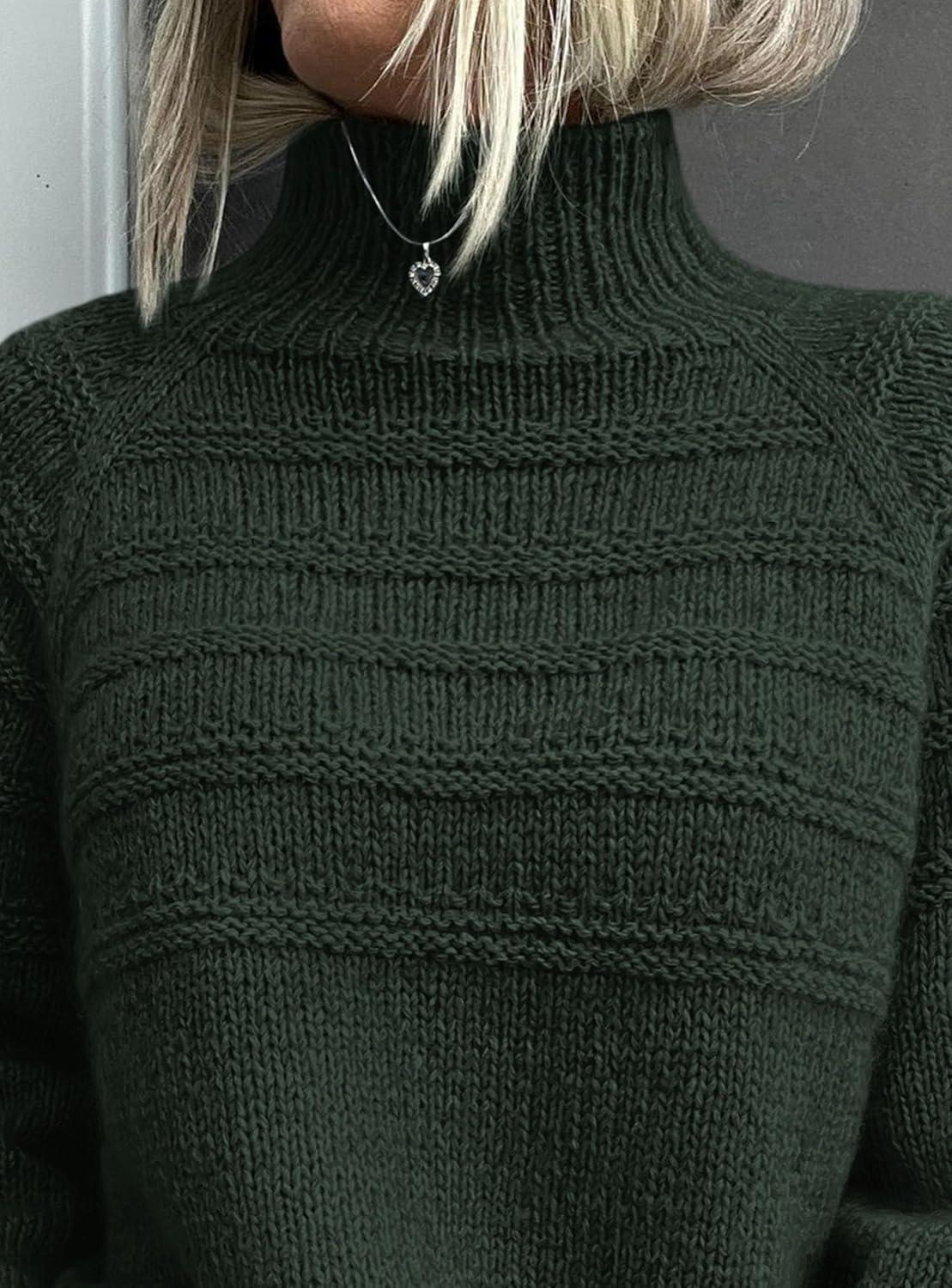 imagePRETTYGARDEN Womens Turtleneck Sweaters 2025 Fall Chunky Knit Pullover Long Sleeve Jumper Tops Trendy Winter ClothesDark Green