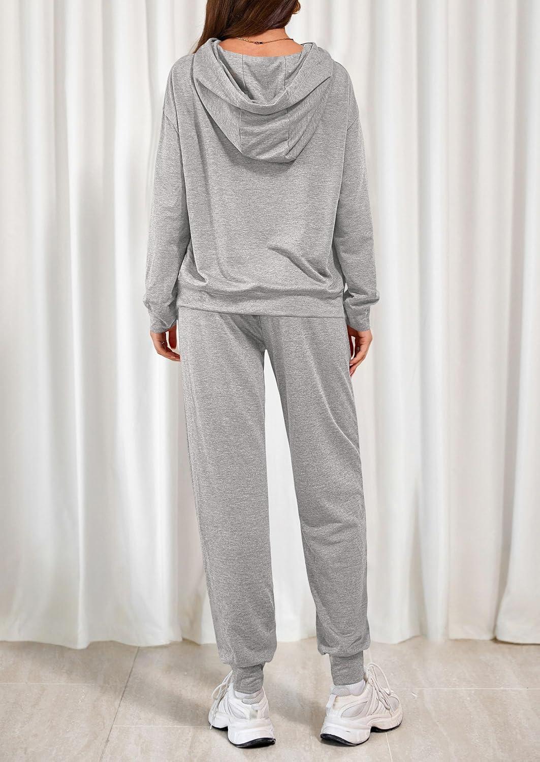 imagePRETTYGARDEN Womens Two Piece Outfits Sweatsuits Lounge Sets Hoodies Sweatshirt Joggers Sweatpants 2025 Fall Fashion ClothesGrey