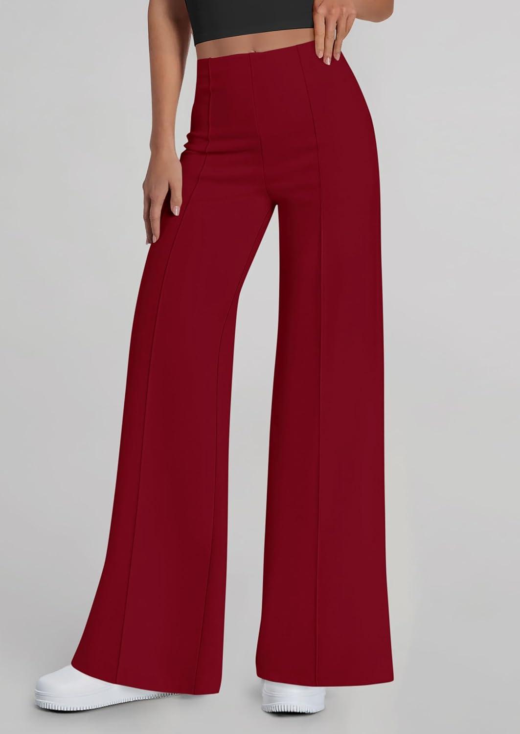 imagePRETTYGARDEN Womens Wide Leg Palazzo Pants 2025 Dressy Casual Lounge Workout Sweatpants High Waisted TrousersWine RedXXLarge