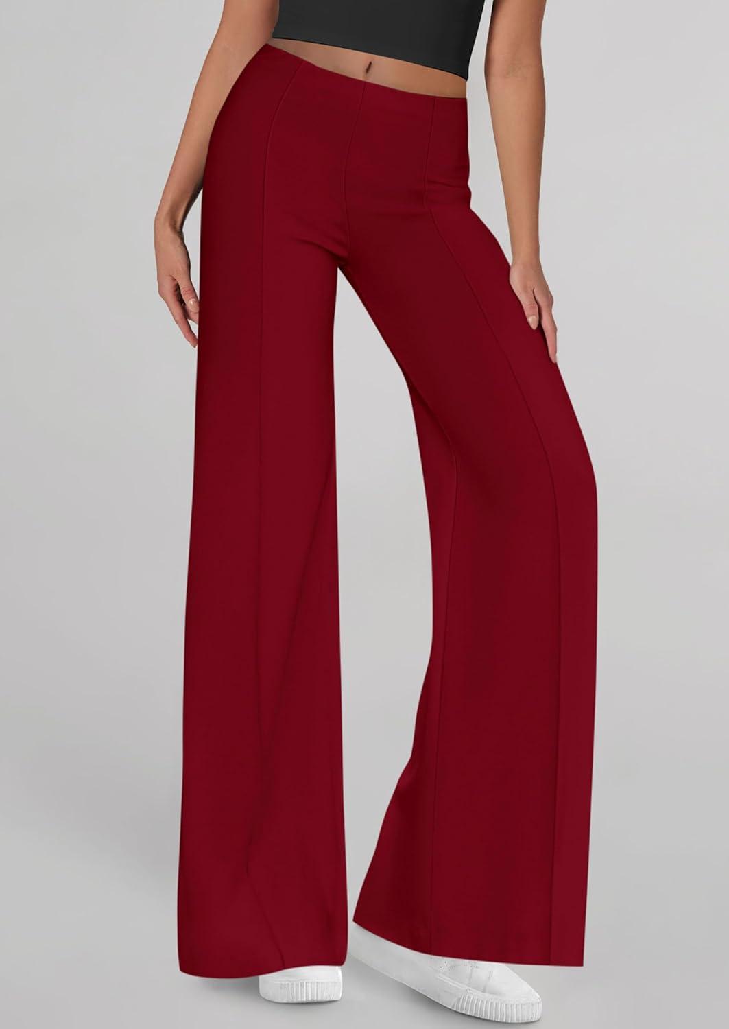 imagePRETTYGARDEN Womens Wide Leg Palazzo Pants 2025 Dressy Casual Lounge Workout Sweatpants High Waisted TrousersWine RedXXLarge