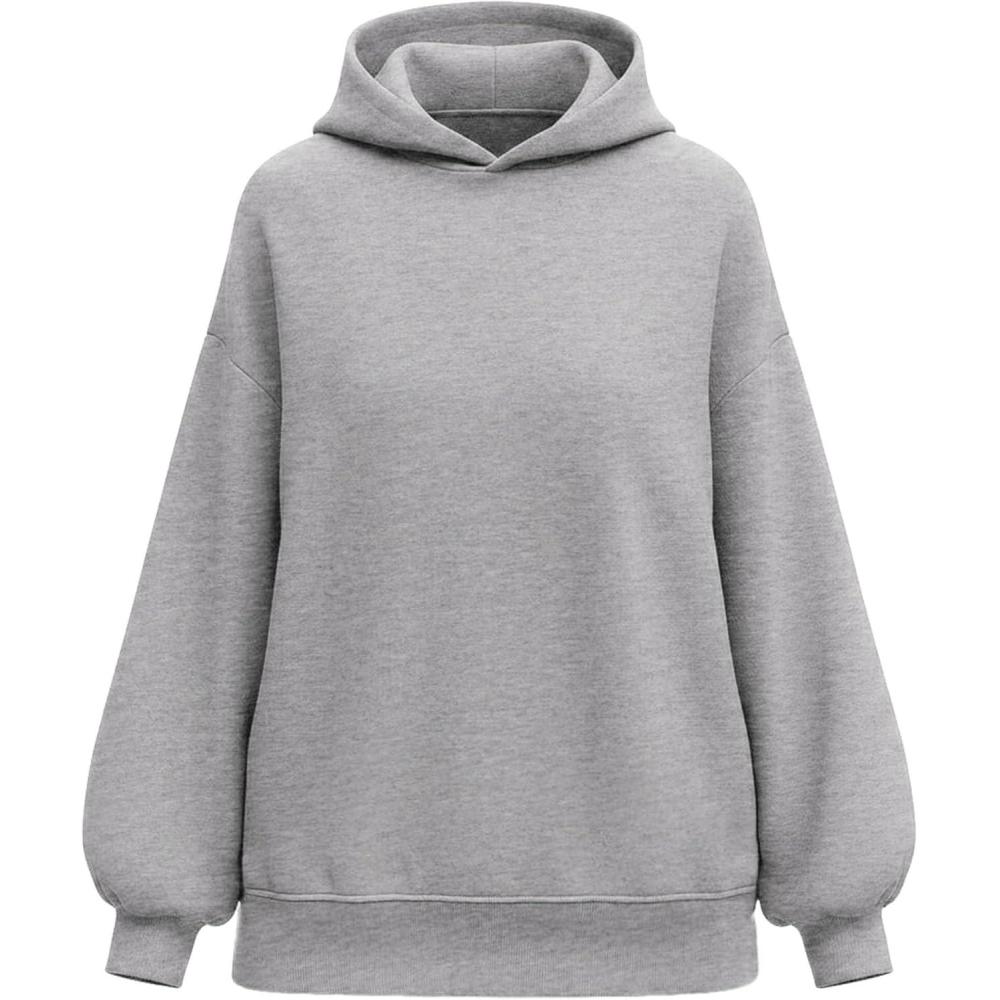 imagePRETTYGARDEN Hoodies for Women Oversized Pullover Sweatshirts 2025 Ruched Long Sleeve Casual Tops Fall Fashion Y2K ClothesGrey