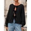 imagePRETTYGARDEN Cardigan Sweaters for Women Fall Fashion 2025 Bow Tie Front Long Sleeve Knit Sweater Tops Cute Winter ClothesBlack