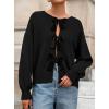 imagePRETTYGARDEN Cardigan Sweaters for Women Fall Fashion 2025 Bow Tie Front Long Sleeve Knit Sweater Tops Cute Winter ClothesBlack