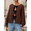 imagePRETTYGARDEN Cardigan Sweaters for Women Fall Fashion 2025 Bow Tie Front Long Sleeve Knit Sweater Tops Cute Winter ClothesBrown