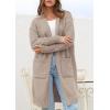 imagePRETTYGARDEN Fall Long Sleeve Cardigan Sweaters for Women 2025 Trendy Winter Open Front Loose Knitted Cardigans with PocketsBeige Grey