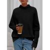 imagePRETTYGARDEN Fall Sweaters for Women 2025 Winter Clothing Batwing Long Sleeve Casual Tops Loose Knit Turtleneck SweaterBlack