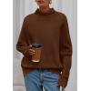 imagePRETTYGARDEN Fall Sweaters for Women 2025 Winter Clothing Batwing Long Sleeve Casual Tops Loose Knit Turtleneck SweaterBrown