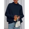 imagePRETTYGARDEN Fall Sweaters for Women 2025 Winter Clothing Batwing Long Sleeve Casual Tops Loose Knit Turtleneck SweaterNavy