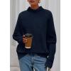imagePRETTYGARDEN Fall Sweaters for Women 2025 Winter Clothing Batwing Long Sleeve Casual Tops Loose Knit Turtleneck SweaterNavy