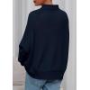 imagePRETTYGARDEN Fall Sweaters for Women 2025 Winter Clothing Batwing Long Sleeve Casual Tops Loose Knit Turtleneck SweaterNavy