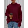imagePRETTYGARDEN Fall Sweaters for Women 2025 Winter Clothing Batwing Long Sleeve Casual Tops Loose Knit Turtleneck SweaterWine Red
