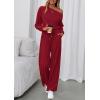imagePRETTYGARDEN Long Sleeve Jumpsuit For Women Dressy 2025 Off Shoulder One Piece Loose Wide Leg Jumpsuits Casual Flowy RomperWine Red