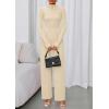 imagePRETTYGARDEN Long Sleeve Jumpsuit for Women 2025 Fall Date Night Rompers Dressy Casual One Piece Mock Neck Jumpsuits PocketsBeige
