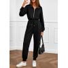 imagePRETTYGARDEN Long Sleeve Jumpsuits for Women Casual 2025 Fall Fashion Zip Up Pant Rompers One Piece Sweatsuits Travel OutfitsBlack