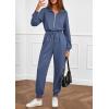 imagePRETTYGARDEN Long Sleeve Jumpsuits for Women Casual 2025 Fall Fashion Zip Up Pant Rompers One Piece Sweatsuits Travel OutfitsDusty Blue