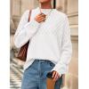 imagePRETTYGARDEN Oversized Sweaters for Women 2025 Fall Cute Cable Knit Long Sleeve Crewneck Chunky Pullover Tops Winter ClothingWhite