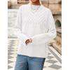 imagePRETTYGARDEN Oversized Sweaters for Women 2025 Fall Cute Cable Knit Long Sleeve Crewneck Chunky Pullover Tops Winter ClothingWhite