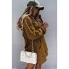 imagePRETTYGARDEN Oversized Sweatshirt for Women 2025 Fall Pullover Casual Long Sleeve Split Hem Hoodie Dress with Kangaroo PocketDark Khaki