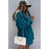 imagePRETTYGARDEN Oversized Sweatshirt for Women 2025 Fall Pullover Casual Long Sleeve Split Hem Hoodie Dress with Kangaroo PocketLake Blue