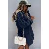 imagePRETTYGARDEN Oversized Sweatshirt for Women 2025 Fall Pullover Casual Long Sleeve Split Hem Hoodie Dress with Kangaroo PocketNavy