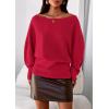 imagePRETTYGARDEN Women Off The Shoulder Sweater 2025 Fall Trendy Long Batwing Sleeve Knit Pullover Going Out Tops Winter ClothingRed