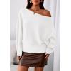 imagePRETTYGARDEN Women Off The Shoulder Sweater 2025 Fall Trendy Long Batwing Sleeve Knit Pullover Going Out Tops Winter ClothingWhite