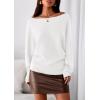 imagePRETTYGARDEN Women Off The Shoulder Sweater 2025 Fall Trendy Long Batwing Sleeve Knit Pullover Going Out Tops Winter ClothingWhite