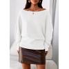 imagePRETTYGARDEN Women Off The Shoulder Sweater 2025 Fall Trendy Long Batwing Sleeve Knit Pullover Going Out Tops Winter ClothingWhite