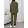 imagePRETTYGARDEN Womens 2 Piece Matching Lounge Sets 2025 Fall Long Sleeve Boatneck Sweatsuit Drawstring Sweatpants PocketsArmy Green