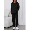 imagePRETTYGARDEN Womens 2 Piece Matching Lounge Sets 2025 Fall Long Sleeve Boatneck Sweatsuit Drawstring Sweatpants PocketsBlack