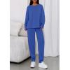 imagePRETTYGARDEN Womens 2 Piece Matching Lounge Sets 2025 Fall Long Sleeve Boatneck Sweatsuit Drawstring Sweatpants PocketsBlue