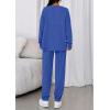 imagePRETTYGARDEN Womens 2 Piece Matching Lounge Sets 2025 Fall Long Sleeve Boatneck Sweatsuit Drawstring Sweatpants PocketsBlue