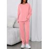imagePRETTYGARDEN Womens 2 Piece Matching Lounge Sets 2025 Fall Long Sleeve Boatneck Sweatsuit Drawstring Sweatpants PocketsPink