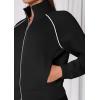 imagePRETTYGARDEN Womens 2 Piece Outfits Sweatsuits 2025 Fall Full Zip Sweatshirts Workout Pants Matching Lounge Sets TracksuitsBlack