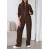 imagePRETTYGARDEN Womens 2 Piece Outfits Sweatsuits 2025 Fall Full Zip Sweatshirts Workout Pants Matching Lounge Sets TracksuitsBrown