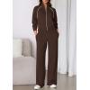 imagePRETTYGARDEN Womens 2 Piece Outfits Sweatsuits 2025 Fall Full Zip Sweatshirts Workout Pants Matching Lounge Sets TracksuitsBrown