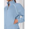 imagePRETTYGARDEN Womens 2 Piece Outfits Sweatsuits 2025 Fall Full Zip Sweatshirts Workout Pants Matching Lounge Sets TracksuitsLight Blue