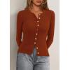 imagePRETTYGARDEN Womens 2025 Fall Cardigan Sweaters Lightweight Long Sleeve Button up Ribbed Knit Tops Winter Fashion ClothesCaramel