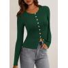 imagePRETTYGARDEN Womens 2025 Fall Cardigan Sweaters Lightweight Long Sleeve Button up Ribbed Knit Tops Winter Fashion ClothesDark Green