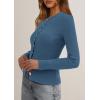 imagePRETTYGARDEN Womens 2025 Fall Cardigan Sweaters Lightweight Long Sleeve Button up Ribbed Knit Tops Winter Fashion ClothesDusty Blue
