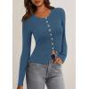 imagePRETTYGARDEN Womens 2025 Fall Cardigan Sweaters Lightweight Long Sleeve Button up Ribbed Knit Tops Winter Fashion ClothesDusty Blue